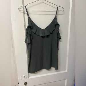 Dark green ruffled tank top
